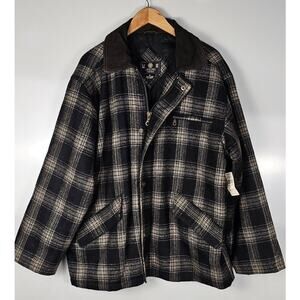 VTG J Riggings wool blend plaid coat mens size M navy new with tags zip front
